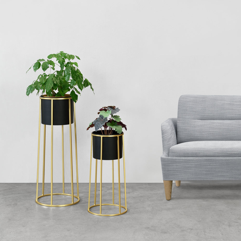Soporte para macetas Macon 2 piezas negro - dorado en.casa - premiumXL