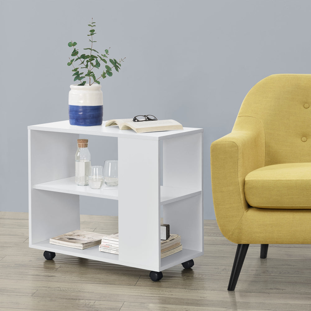 Mesa de centro Älvdalen 60x70x35 cm con estante adicional y ruedas bloqueables blanco en.casa - premiumXL