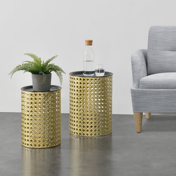 Mesa auxiliar Theux juego de 2 negro/dorado en.casa