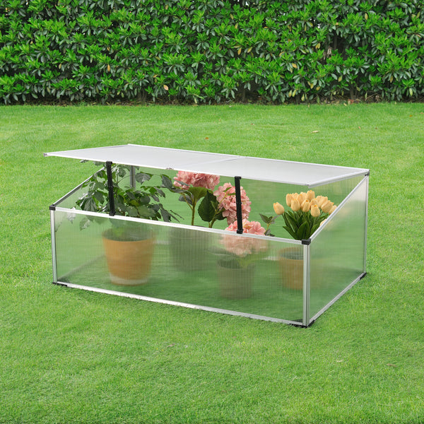 Cajón de cultivo Hoorn con techo dividido 100x60x40 cm aluminio policarbonato en.casa