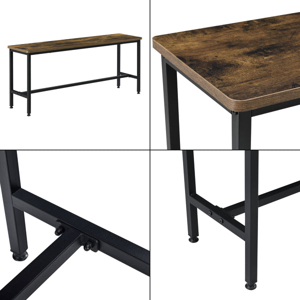 Conjunto de mesa de comedor y banco Pajala Negro/Tono de madera oscura en.casa