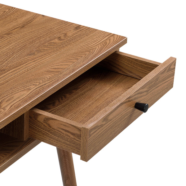 Escritorio Habo con estante y cajón 115x48x74cm Tono de madera oscura en.casa