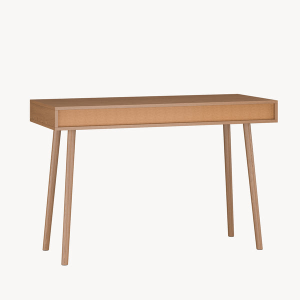 Escritorio Habo con cajón 74 x 115 x 48 cm Aglomerado/Metal Efecto Madera Tono Oscuro [es.casa] 