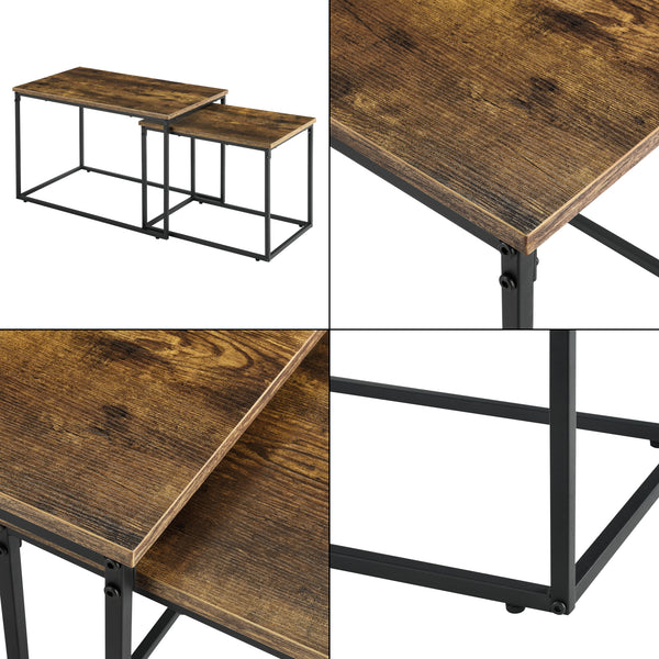 Conjunto de mesa de centro Härnösand 2 piezas tono de madera oscura [en.casa]