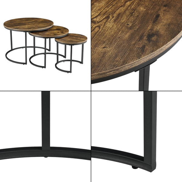 Conjunto de mesas de centro Arvidsjaur 3 piezas tono de madera oscura [en.casa]