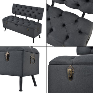 Baúl de asiento Malmöhus 110x48x75cm Gris oscuro [en.casa]