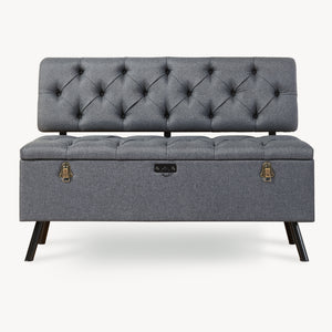 Banco Tapizado 110 x 48 x 75 cm Gris Oscuro [pro.tec]® 