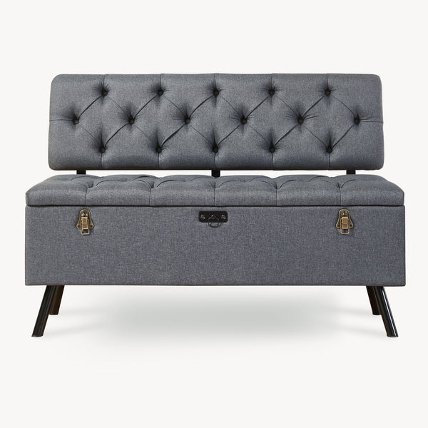 Banco Tapizado 110 x 48 x 75 cm Gris Oscuro [pro.tec]® 