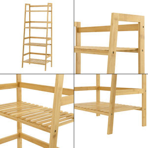 Estantería de escalera de bambú Vinje 48x32x123cm [en.casa]