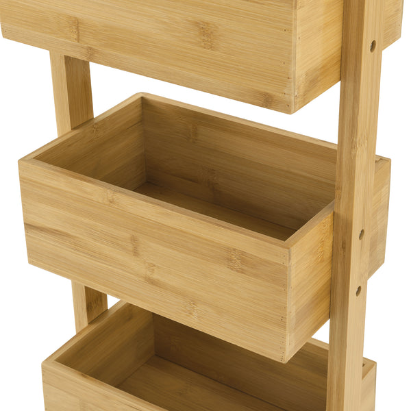 Estantería de baño Bardu con 4 compartimentos 28x16x88cm Bambú [en.casa]