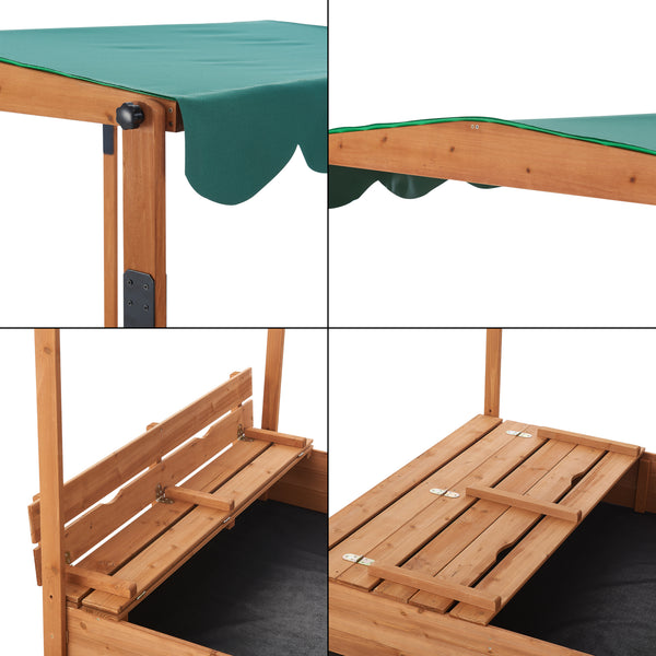 Caja de arena Pitsunda con techo ajustable en altura 145x118x118cm [en.casa]