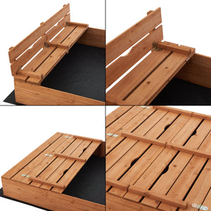 Arenero Campillos con asiento 23,5x118x114 cm Madera Natural [en.casa]