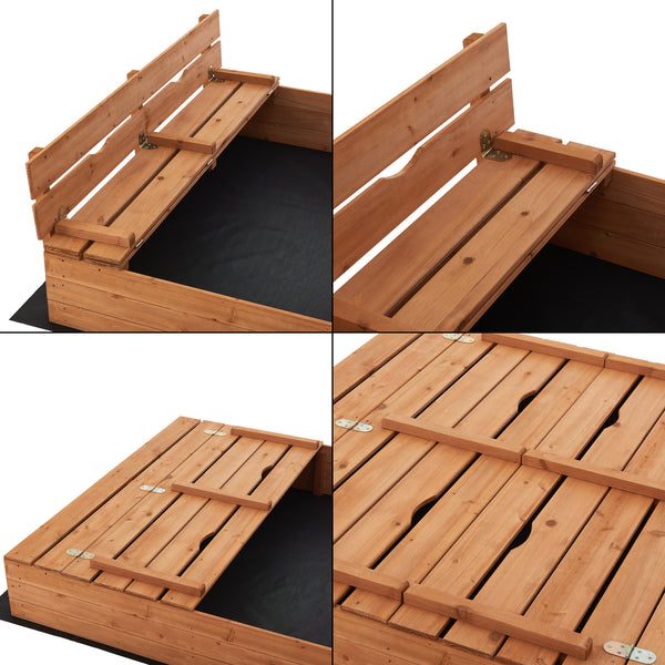Arenero Campillos con asiento 23,5x118x114 cm Madera Natural [en.casa]