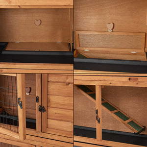 Casa de conejos Falkenau Recinto para animales pequeños 104x122x50cm Madera de abeto [en.casa]