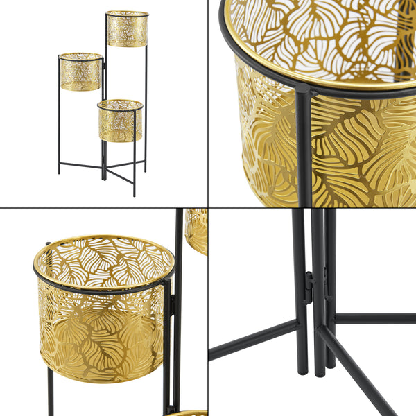 Soporte para flores Verrebroek Negro/Color latón [en.casa]