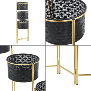 Soporte para flores Kieldrecht 3 piezas color latón negro [en.casa]