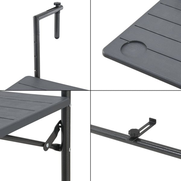 Mesa colgante Badolato 83,5x60x60 cm Cuadrada Gris oscuro [en.casa]