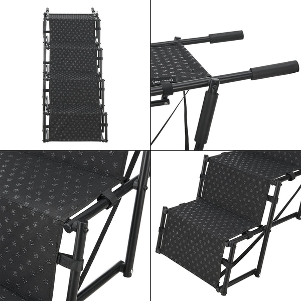 Escalera para perros Colchester de 4 niveles hasta 55 kg Metal/Poliéster [en.casa]