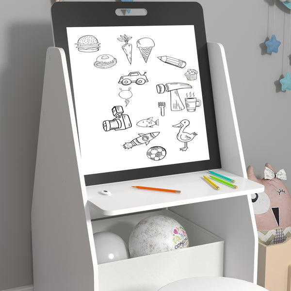Mesa infantil con pizarra Ferrol 88x51x49 cm Blanco [en.casa]