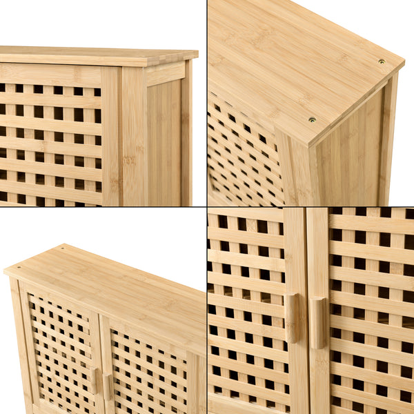 Armario de baño Borlänge Armario colgante Bambú 66 x 62 x 20 cm [en.casa]