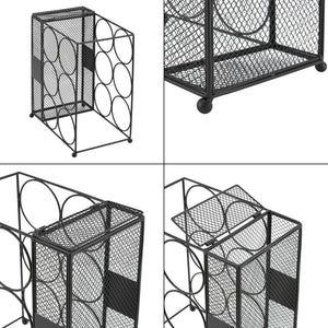 Estante para vino Drangedal para 6 botellas con contenedor de rejilla [en.casa]