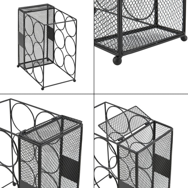 Estante para vino Drangedal para 6 botellas con contenedor de rejilla [en.casa]