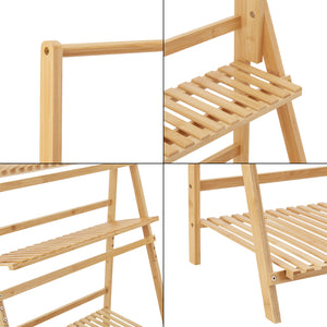 Escalera para plantas Brändö de 3 niveles 144 x 70 x 39,5 cm Bambú [en.casa]