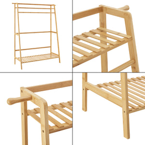 Perchero Föglö 139 x 100 x 40 cm Bambú Natural [en.casa]