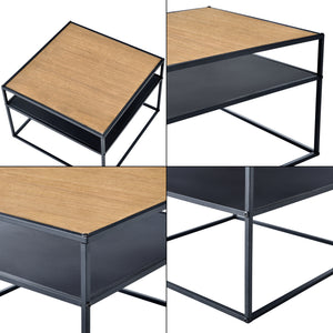 Mesa auxiliar Quinisut 40 x 55 x 55 cm aspecto madera/negro [en.casa]