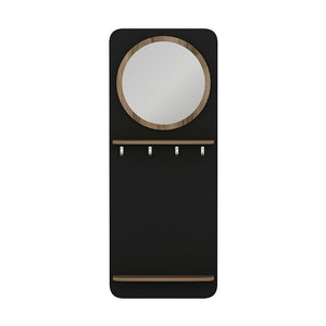 Panel de vestuario Helsinge con espejo 150x60x15 cm Negro [en.casa]