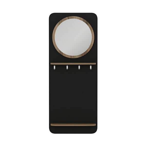 Panel de vestuario Helsinge con espejo 150x60x15 cm Negro [en.casa]