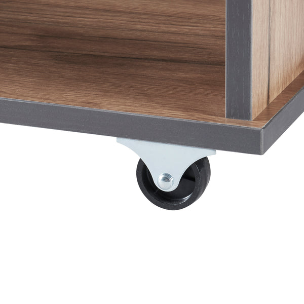 Mesa auxiliar Haarby con 4 ruedas 42x50x24 cm aspecto roble [en.casa]