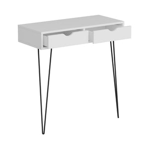 Mesa consola Ebeltoft con 2 cajones 90x90x40 cm Blanco [en.casa]
