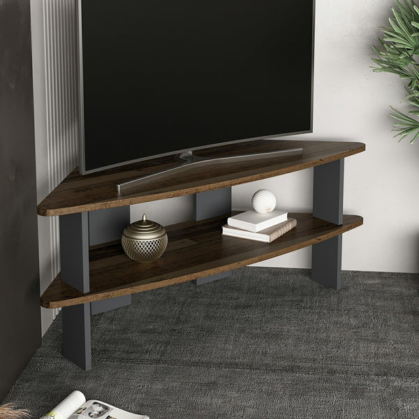 Mesa de televisión Fredensborg 45x116x40 cm aspecto madera reciclada / antracita [en.casa]