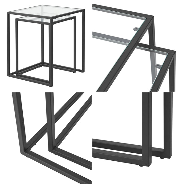 Mesa de comedor Holstebro Negro/Transparente [en.casa]