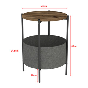 Mesa auxiliar Hofors 60x43cm Antracita / aspecto roble, antiguo [en.casa]