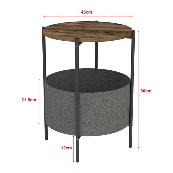Mesa auxiliar Hofors 60x43cm Antracita / aspecto roble, antiguo [en.casa]