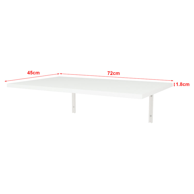 Esquema acotado Mesa mural Klepp  plegable aglomerado/metal 72 x 45 cm blanco [en.casa]
