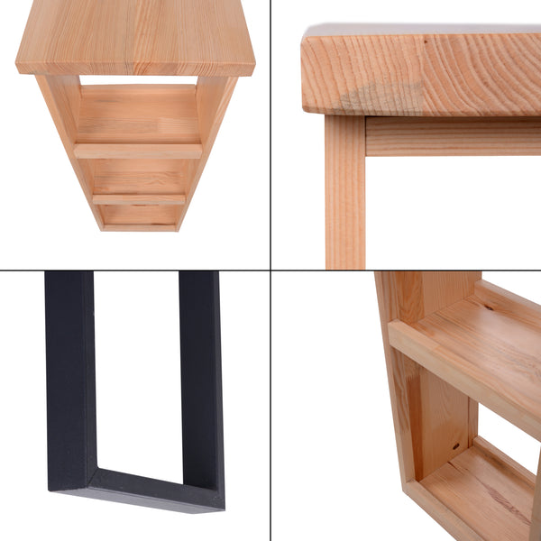 Mesa alta Nørager con estantería de madera de pino [en.casa]