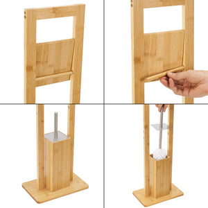 Juego de baño Västerås Soporte para papel higiénico con cepillo de inodoro Bambú [en.casa]