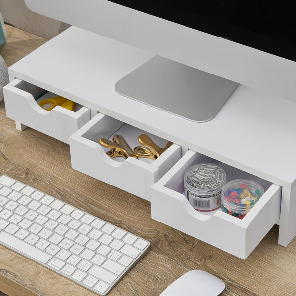 Soporte para monitor Ruovesi 12x51x25cm Blanco [en.casa]