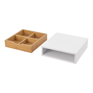 Caja de cajones Vieremä 9x30x31cm Blanco/Aspecto bambú [en.casa]