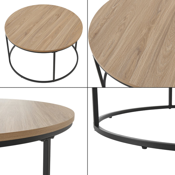 Mesa de centro Kuhmoinen 45xØ80 cm Negro [en.casa]