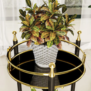 Soporte para flores Oulainen 79x28x28cm Negro/Oro [en.casa]