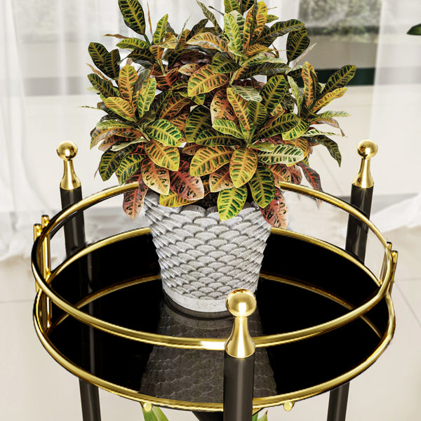 Soporte para flores Oulainen 79x28x28cm Negro/Oro [en.casa]