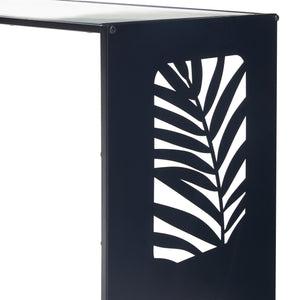 Mesa auxiliar Ulvik 50x50x35cm de metal y vidrio negro [en.casa]