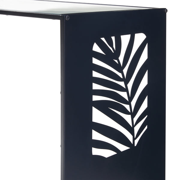 Mesa auxiliar Ulvik 50x50x35cm de metal y vidrio negro [en.casa]