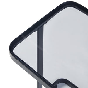 Mesa de comedor Laxå juego de 2 piezas vidrio y metal negro [en.casa]