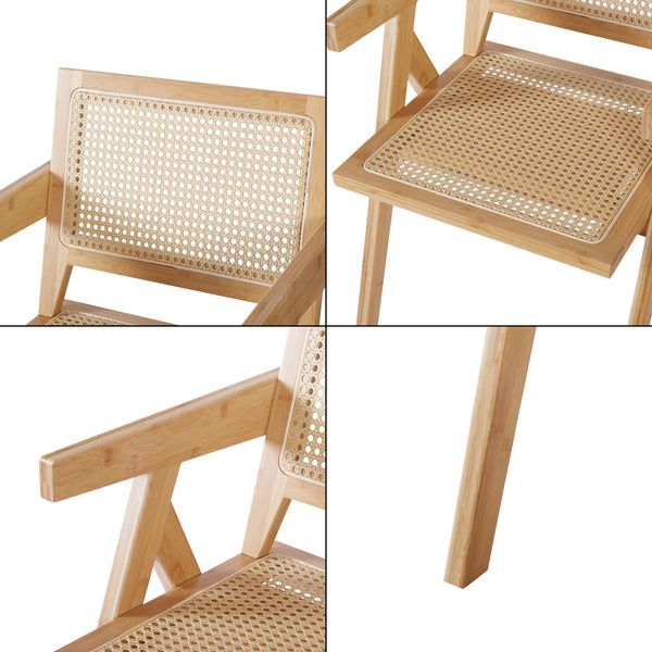 Silla de comedor Asikkala 79x50x50cm Bambú/Aspecto ratán [en.casa]