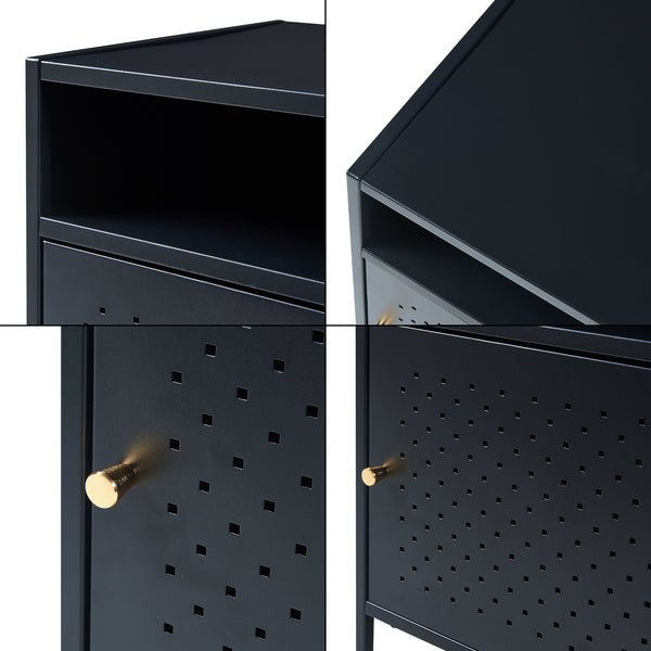 Mesita de noche Janakkala 55x40x40 cm Acero Negro [en.casa]